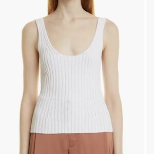 Vince Ribbed Knit Tie Back Tank Top Optic White Sz S NWT